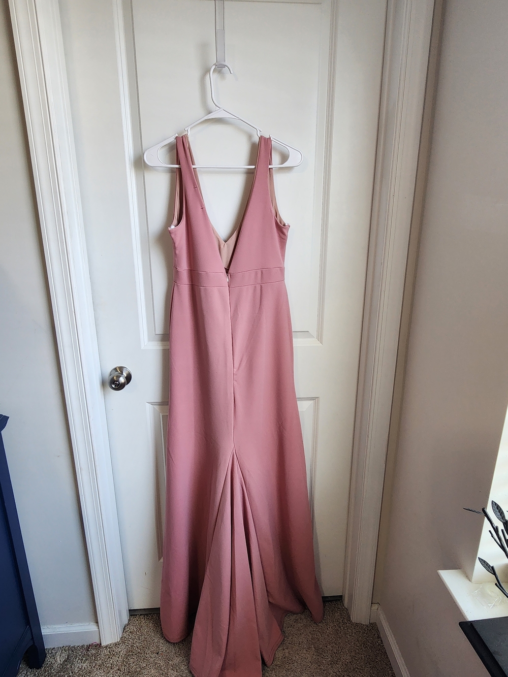 Missguided Pink Backless V-Neck Evening Gown